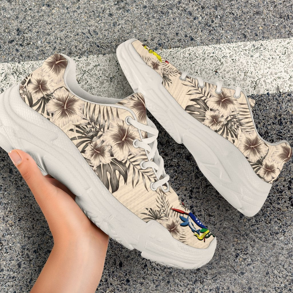 Cook Islands 1 Chunky Sneakers - The Beige Hibiscus - Polynesian Pride