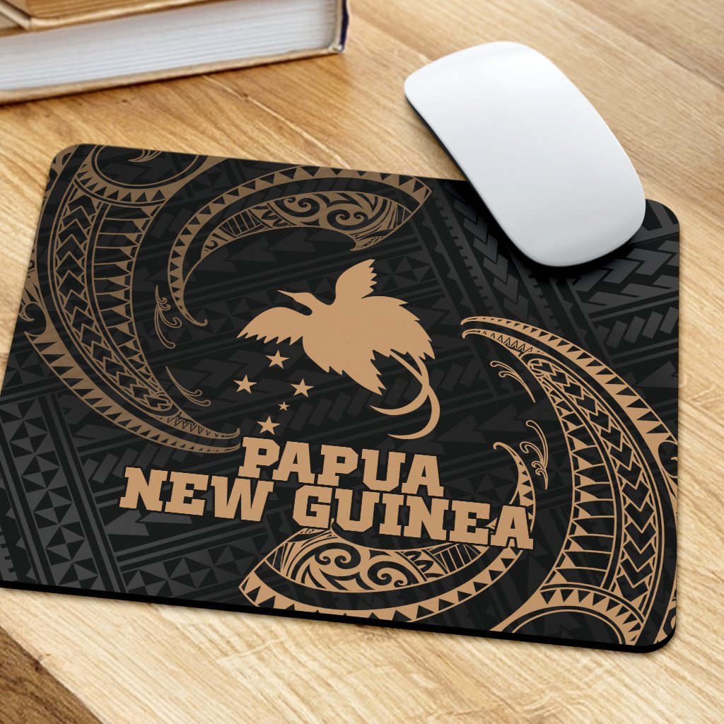 Papua New Guinea Polynesian Mouse Pad - Gold Tribal Wave - Polynesian Pride