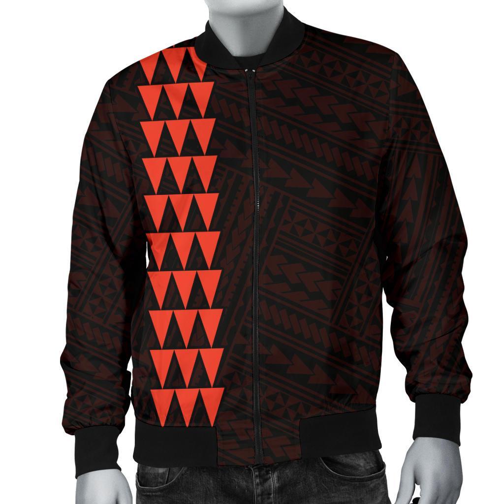 Hawaii Kakau Polynesian Coat Of Arms Personalized Men's Bomber Jacket - Orange - Polynesian Pride