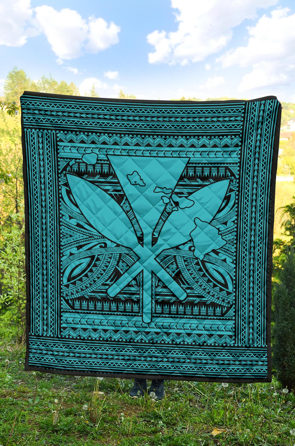 Hawaii Polynesian Kanaka Maoli Premium Quilt Blue - Polynesian Pride