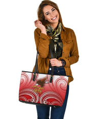 American Samoa Polynesian Leather Tote Bag - Bald Eagle (Red) - Polynesian Pride