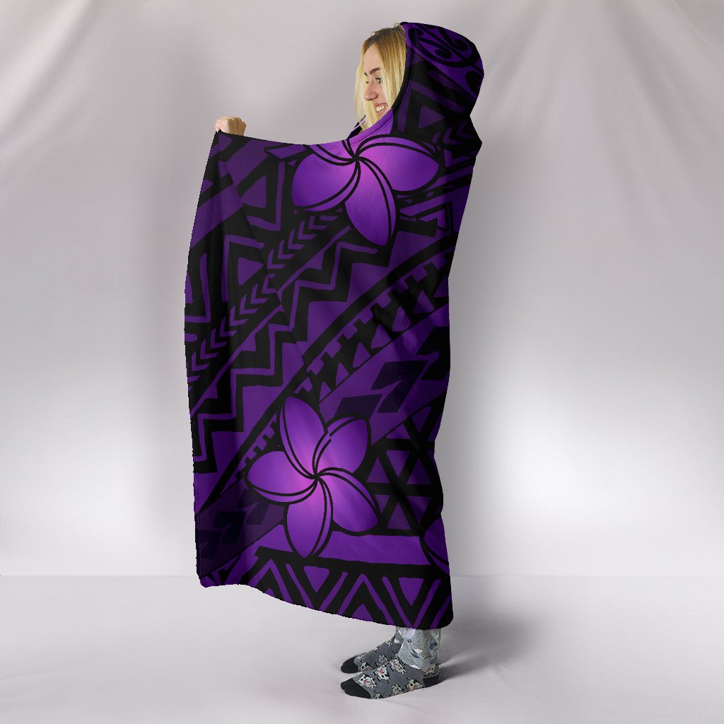 Hawaii Mix Polynesian Turtle Plumeria Hooded Blanket - AH - Nick Style - Purple - Polynesian Pride