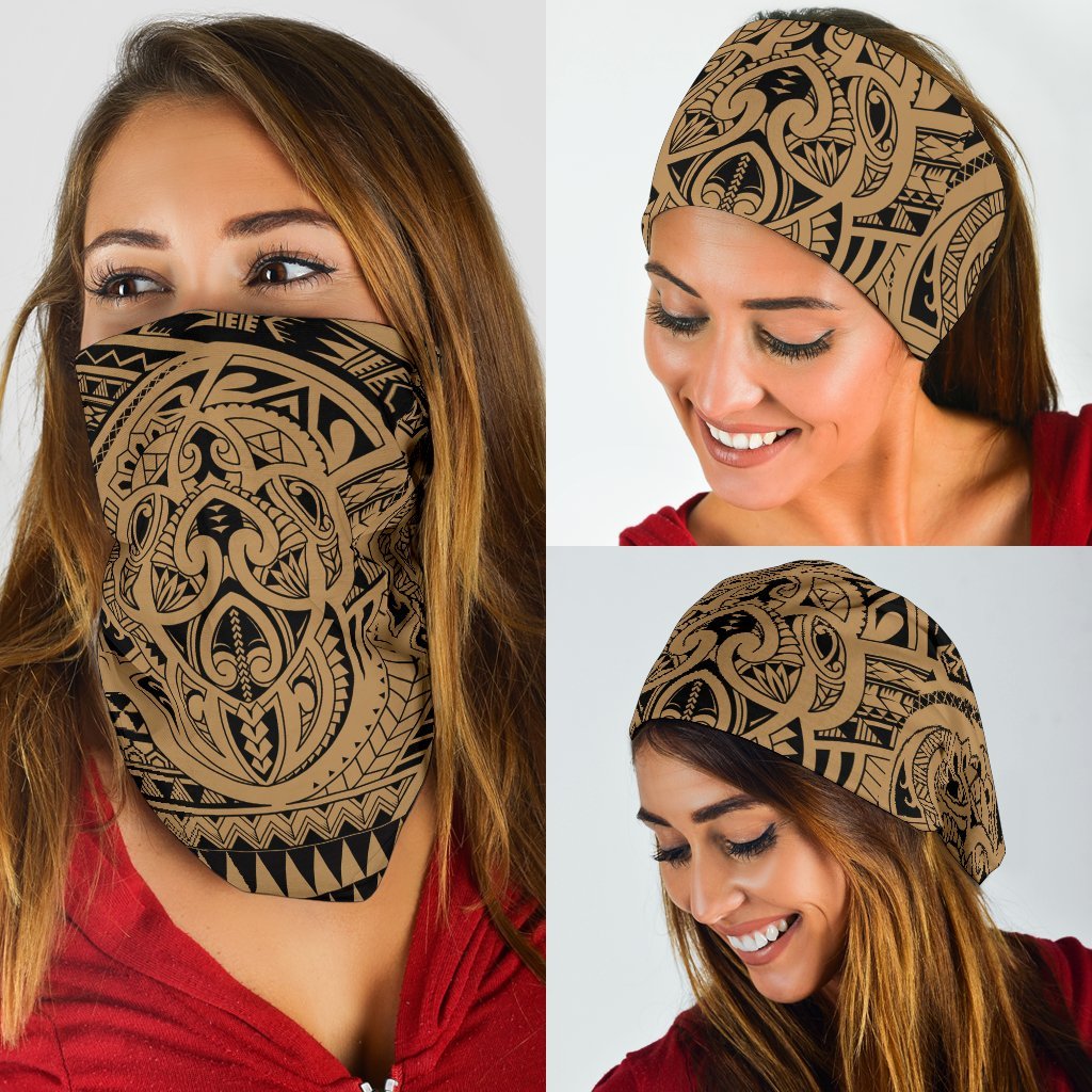 Hawaiian Polynesian Tatau Turtle Gold Bandana 3 - Pack One Size Brown - Polynesian Pride