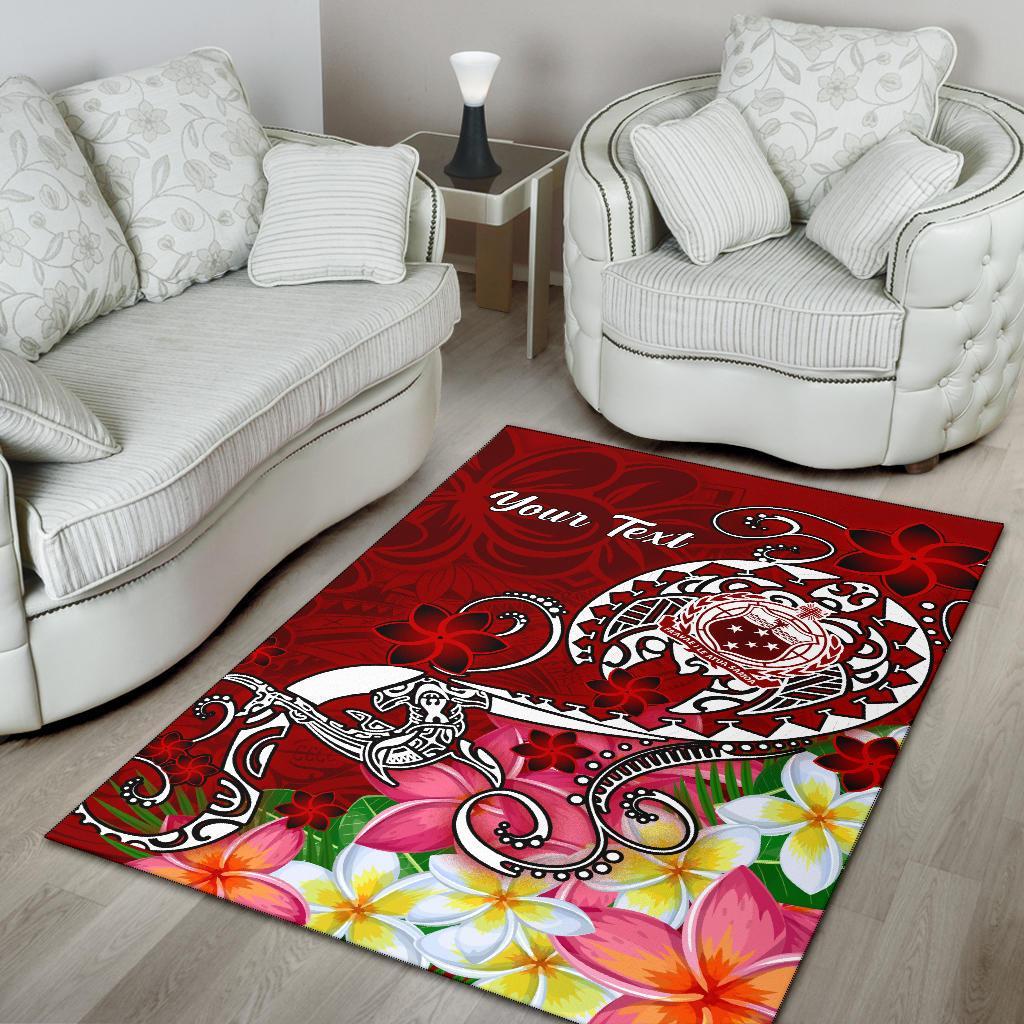 Samoa Custom Personalised Area Rug - Turtle Plumeria (Red) - Polynesian Pride
