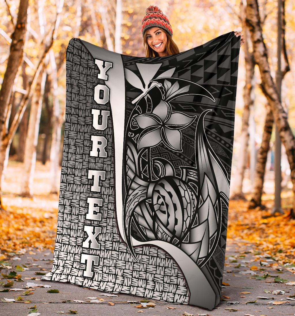 Polynesian Hawaii Custom Personalised Premium Blanket White - Turtle with Hook - Polynesian Pride