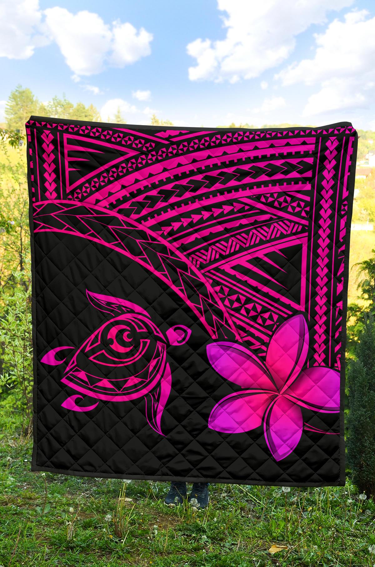 Hawaii Quilt - Hawaii Turtle Plumeria Quilt Pink - Polynesian Pride