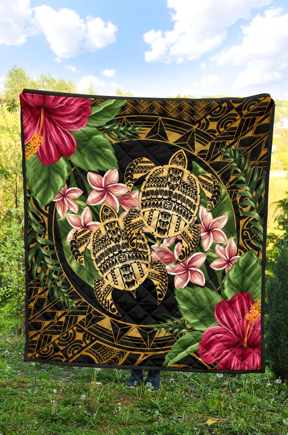 Hawaii Premium Quilt - Turtle Strong Pattern Hibiscus Plumeria Art AH - Polynesian Pride