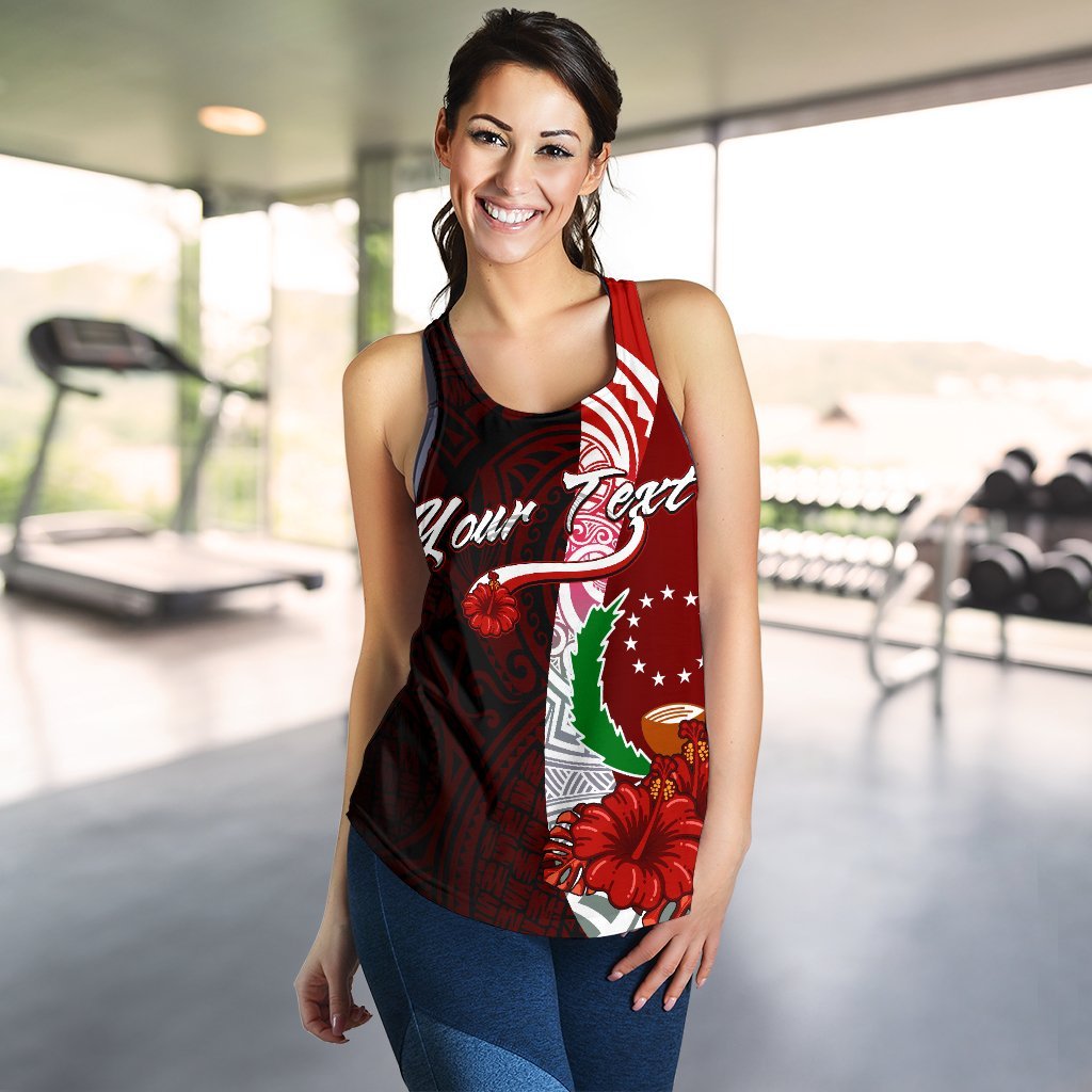 Pohnpei Micronesia Custom Personalised Women's Racerback Tank - Coat Of Arm With Hibiscus - Polynesian Pride