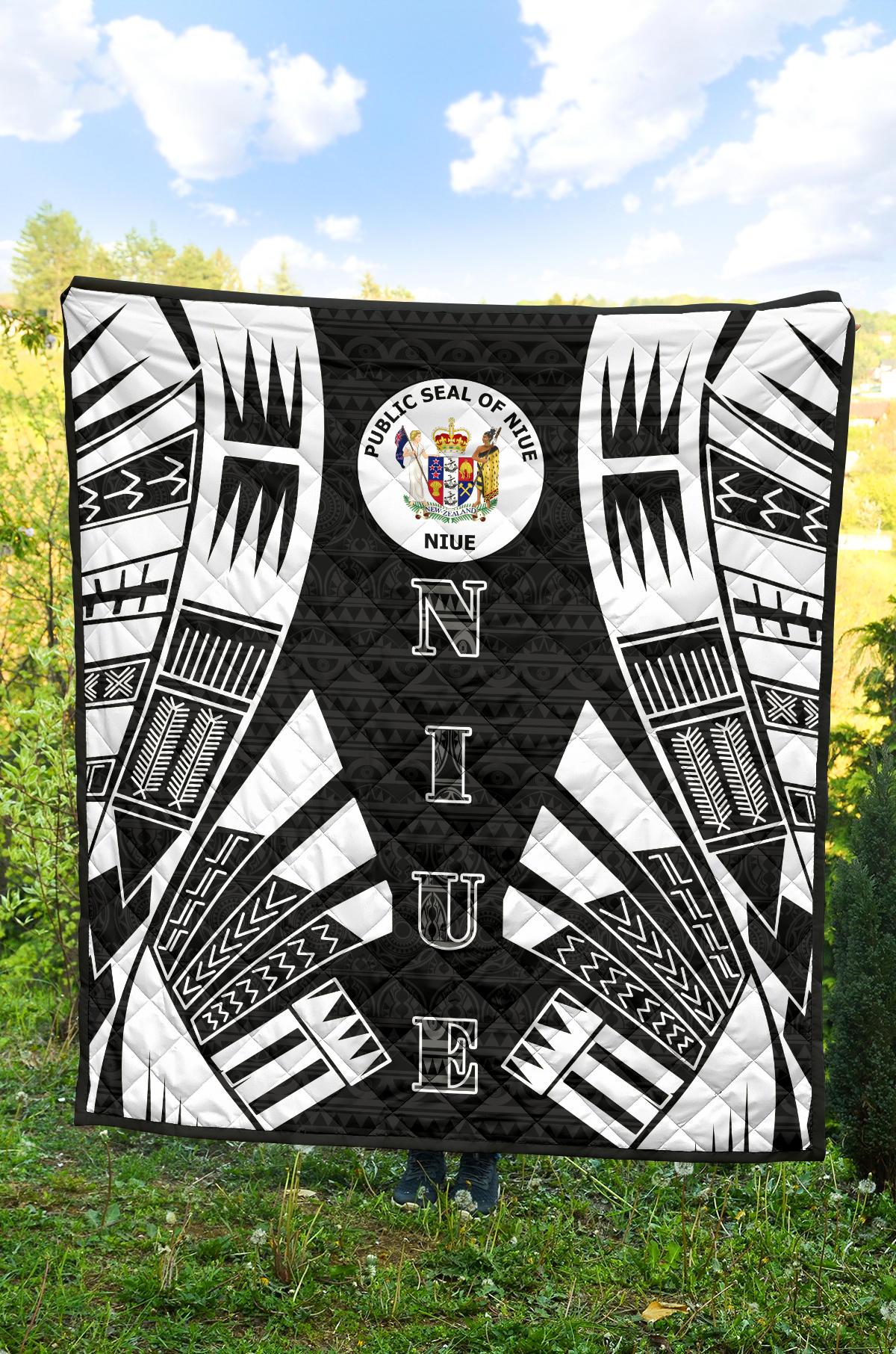 Niue Premium Quilt - Niue Seal Polynesian White Tattoo - Polynesian Pride