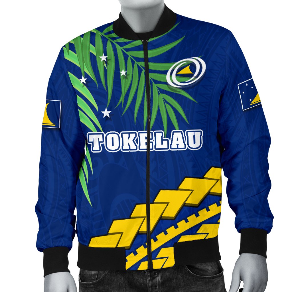 Tokelau Rugby Men Bomber Jacket Coconut Leaves - Polynesian Pride