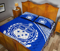 Samoa Quilt Bed Set - Samoa Coat Of Arms Blue Curve Version - Polynesian Pride