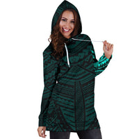 Maori Samoan Tattoo Women Hoodie Dress Turquoise Version - Polynesian Pride