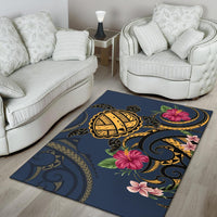 Hawaii Polynesian Turtle Hibiscus Plumeria Rug - Nane Style - Polynesian Pride