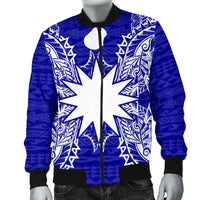 Nauru Polynesian Men's Bomber Jacket Map Blue - Polynesian Pride