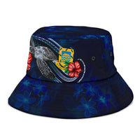 Tuvalu Polynesian Bucket Hat - Blue Turtle Hibiscus - Polynesian Pride
