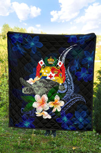 Tonga Polynesian Premium Quilt - Turtle With Plumeria Flowers - Polynesian Pride