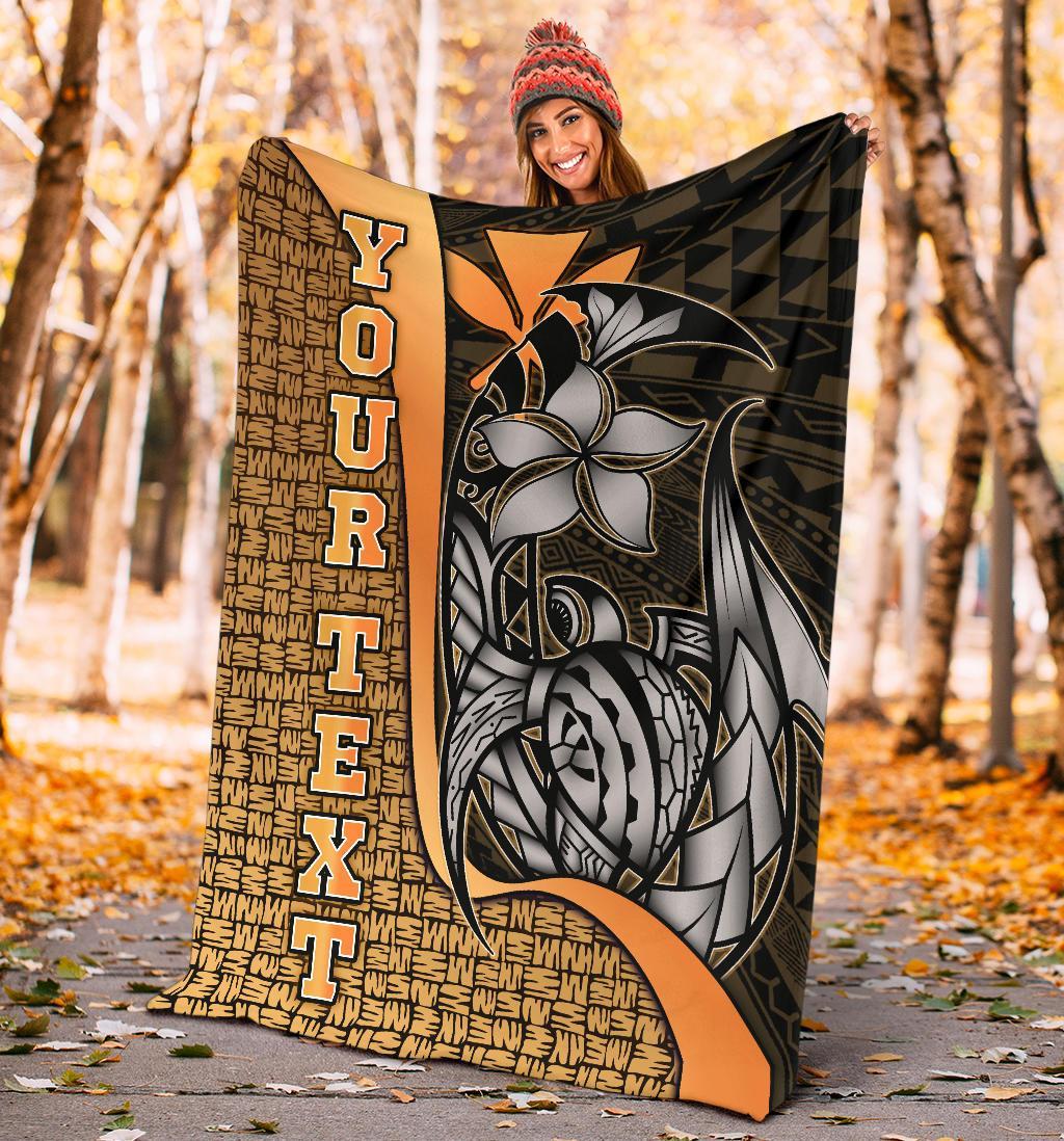 Polynesian Hawaii Custom Personalised Premium Blanket Gold - Turtle with Hook - Polynesian Pride