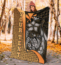 Polynesian Hawaii Custom Personalised Premium Blanket Gold - Turtle with Hook - Polynesian Pride