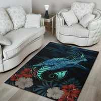 Hawaii Polynesian Honu Sea Hibiscus Rug - Polynesian Pride