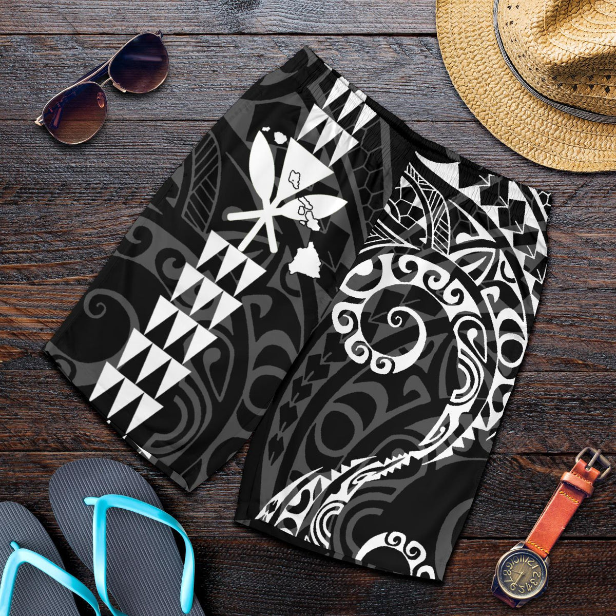 Kanaka Hawaii Map White Polynesian Men's Short - Polynesian Pride