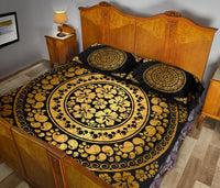 Hibiscus Gold Circle Quilt Bed Set - Polynesian Pride