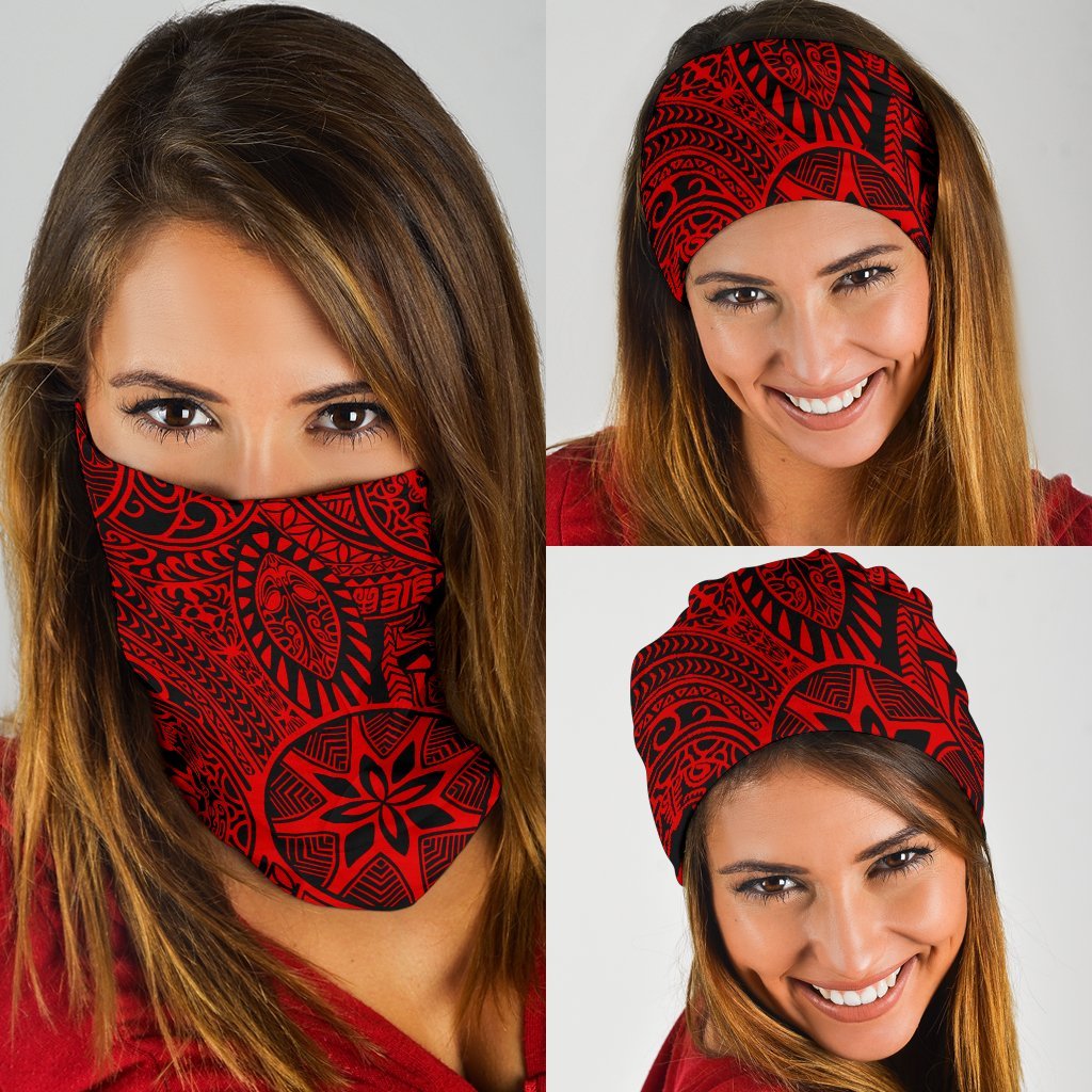 Polynesian Hawaiian Style Tribal Tattoo Red Bandana 3 - Pack Red One Size - Polynesian Pride