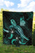 New Caledonia Polynesian Premium Quilt - Turtle With Blooming Hibiscus Turquoise - Polynesian Pride