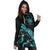 Niue Polynesian Hoodie Dress - Turtle With Blooming Hibiscus Turquoise - Polynesian Pride