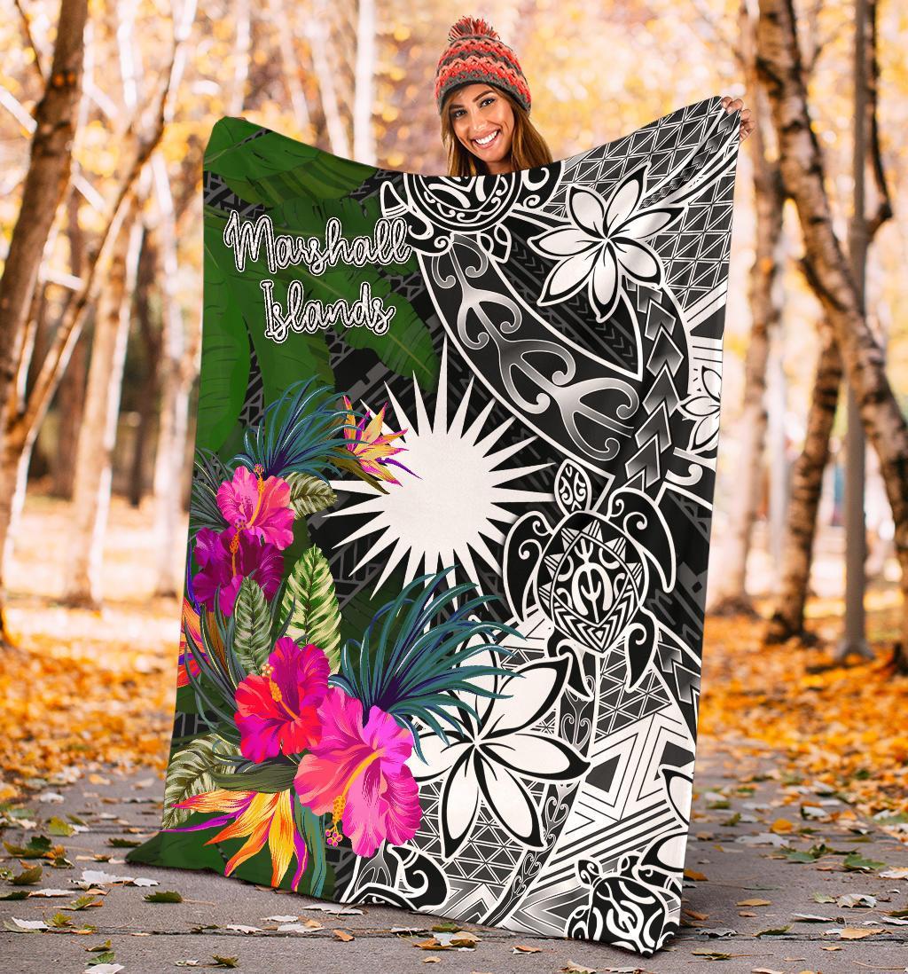 Marshall Islands Premium Blanket - Turtle Plumeria Banana Leaf - Polynesian Pride