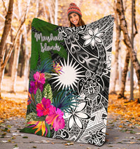 Marshall Islands Premium Blanket - Turtle Plumeria Banana Leaf - Polynesian Pride