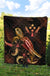 Kosrae Polynesian Premium Quilt - Turtle With Blooming Hibiscus Gold - Polynesian Pride