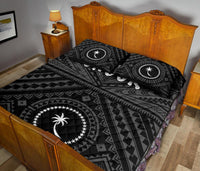 Chuuk Quilt Bed Set - Chuuk Seal With Polynesian Tattoo Style ( Black) - Polynesian Pride