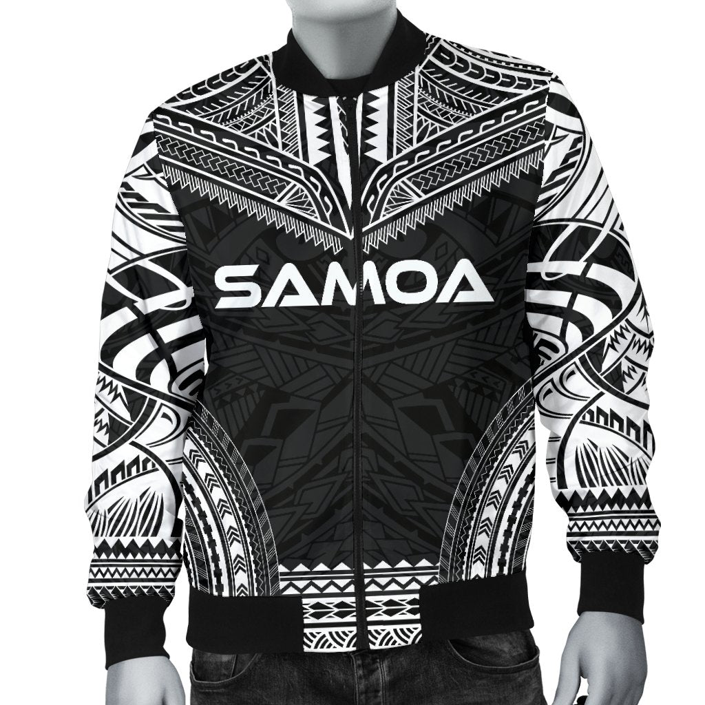 Samoa Polynesian Chief Men's Bomber Jacket - Black Version - Polynesian Pride