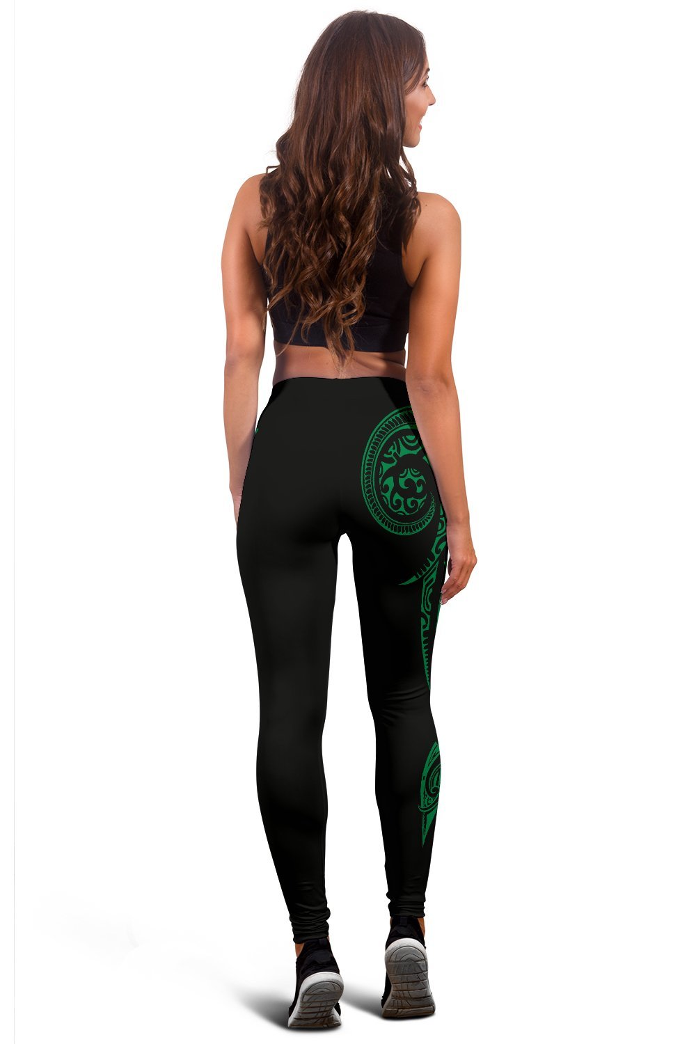 Hawaii State Tattoo Swirly Polynesian Green Kanaka Women's Leggings - Polynesian Pride