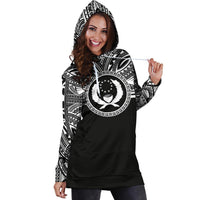 Pohnpei Women Hoodie Dress - Pohnpei Coat Of Arms Polynesian Black Color - Polynesian Pride