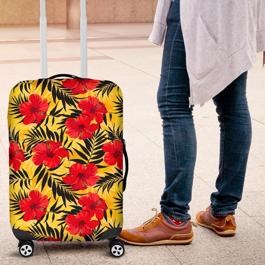 Tropical Flowers And Palm Leaves Luggage Cover - Polynesian Pride