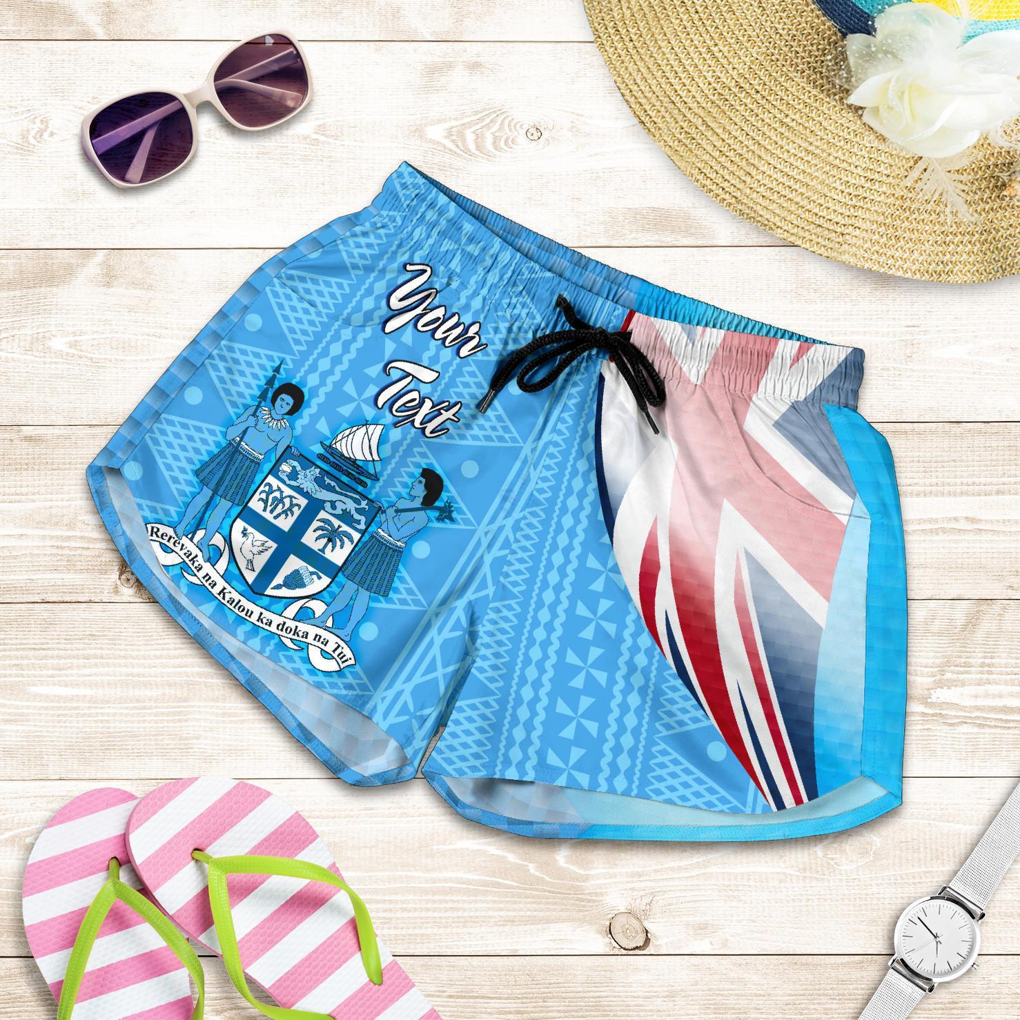 Fiji Custom Personalised Women's Shorts - Fiji Flag Women Blue - Polynesian Pride