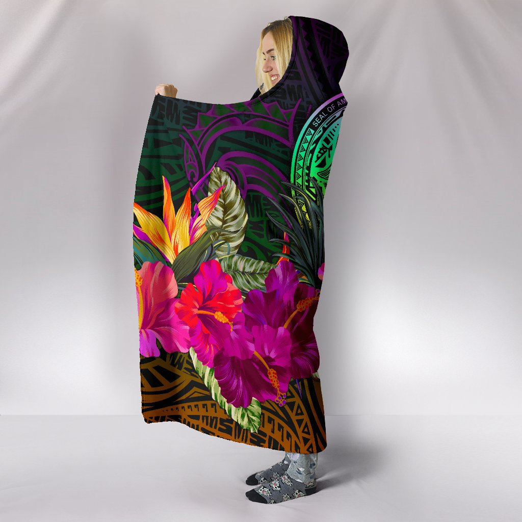 American Samoa Hooded Blanket - Summer Hibiscus - Polynesian Pride