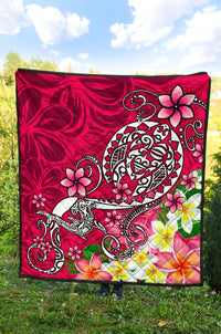 Polynesian Premium Quilt - Turtle Plumeria Pink Color - Polynesian Pride