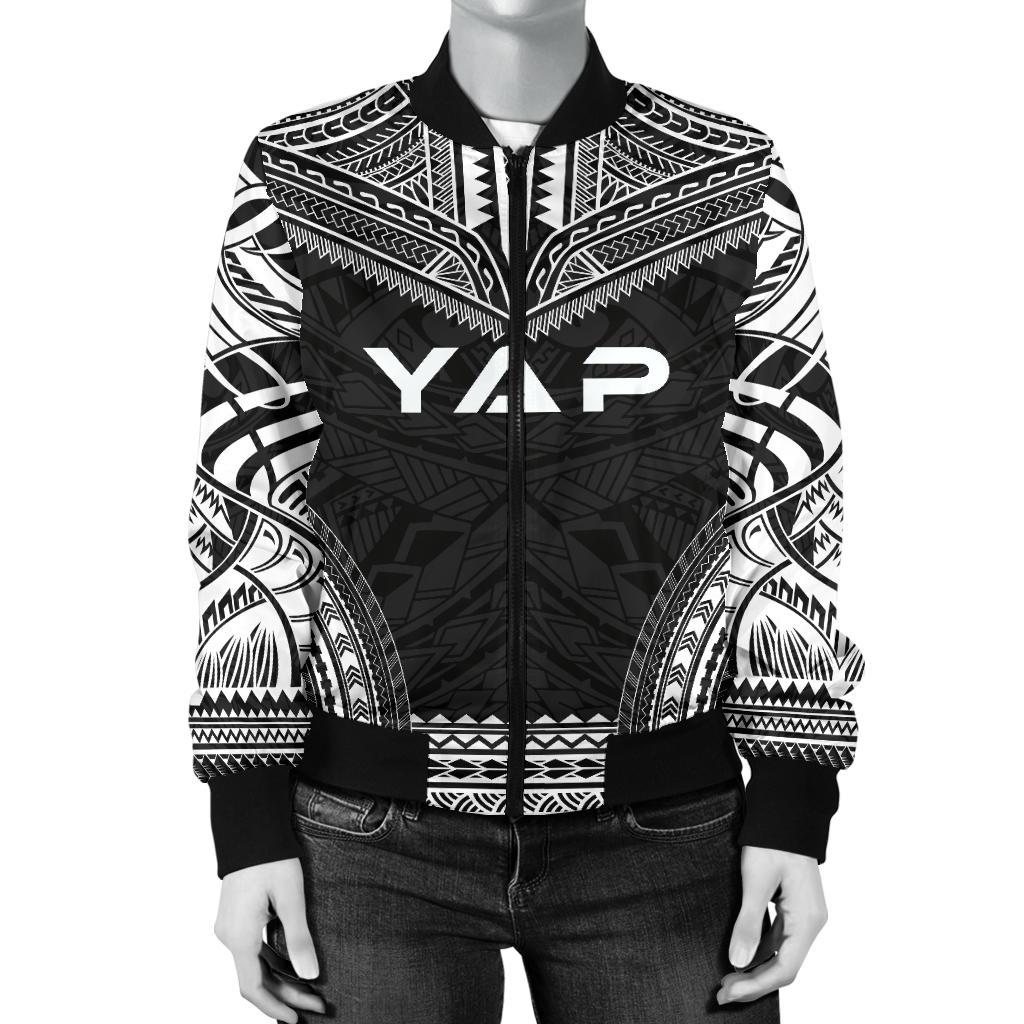 Yap Polynesian Chief Women'S Bomber Jacket - Black Version - Polynesian Pride