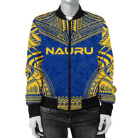 Nauru Flag Polynesian Chief Women'S Bomber Jacket - Polynesian Pride