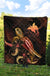 Papua New Guinea Polynesian Premium Quilt - Turtle With Blooming Hibiscus Gold - Polynesian Pride