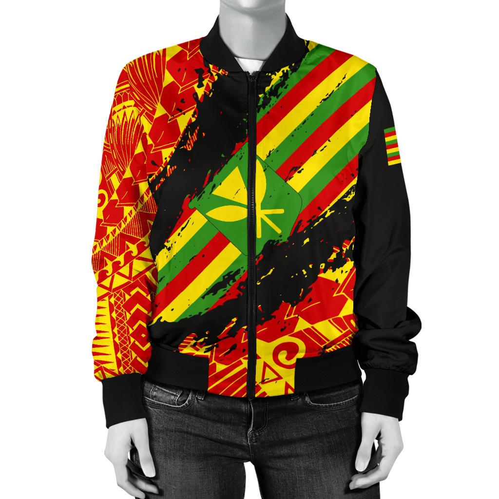 Kanaka Flag Polynesian Women's Bomber Jacket - Nora Style - Polynesian Pride
