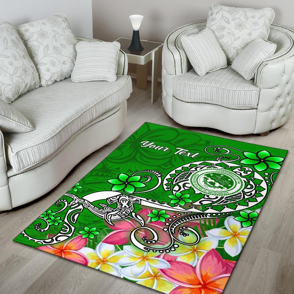 FSM Custom Personalised Area Rug - Turtle Plumeria (Green) - Polynesian Pride
