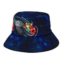 Tonga Polynesian Bucket Hat - Blue Turtle Hibiscus - Polynesian Pride