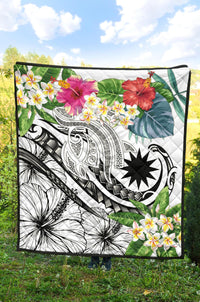 Nauru Polynesian Premium Quilt - Summer Plumeria (White) - Polynesian Pride