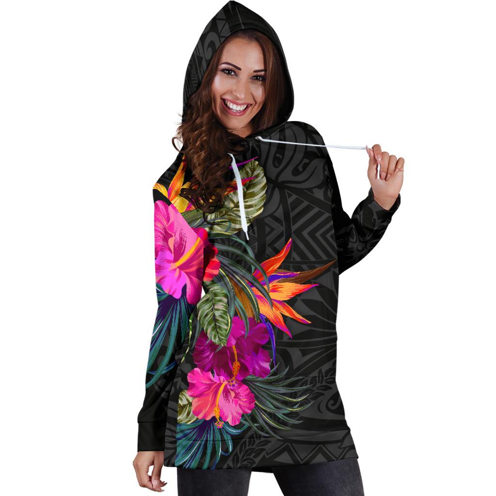Polynesian Women's Hoodie Dress - Hibiscus Pattern - Polynesian Pride