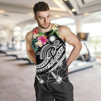 Marshall Islands Polynesian Men's Tank Top - Summer Plumeria (Black) - Polynesian Pride