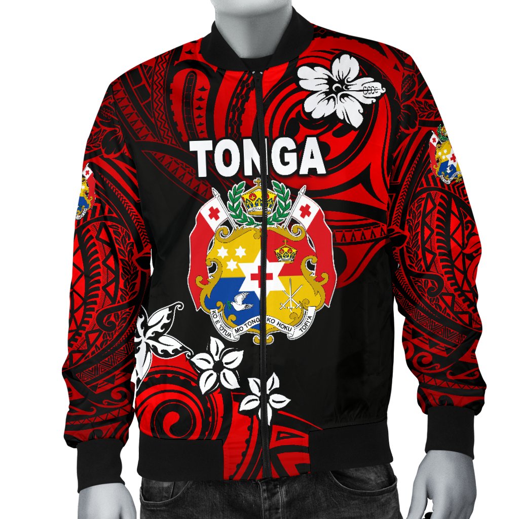 Mate Ma'a Tonga Rugby Men's Bomber Jacket Polynesian Unique Vibes - Red - Polynesian Pride