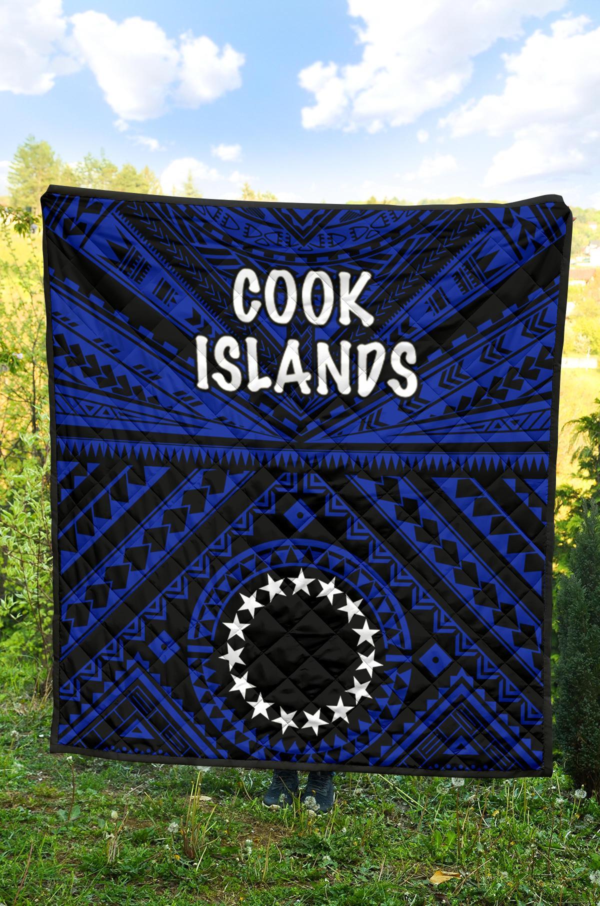 Cook Island Premium Quilt - Seal With Polynesian Tattoo Style ( Blue) - Polynesian Pride